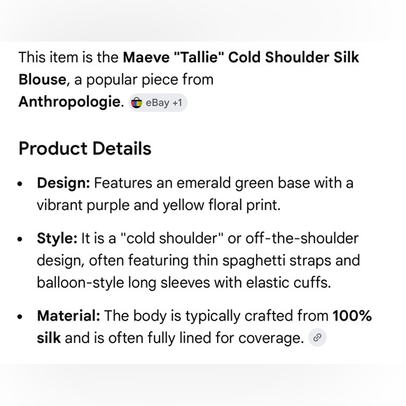 Small Anthropologie Maeve tallie silk cold shoulder blouse top green floral - Picture 2 of 6